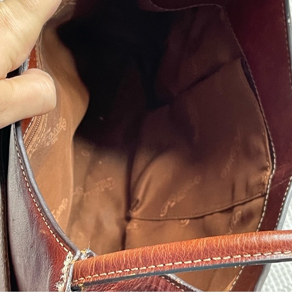 Vintage Fossil Sedona II Italian Cognac/Brown Leather Scoop Purse w/ Feet - Picture 7 of 11